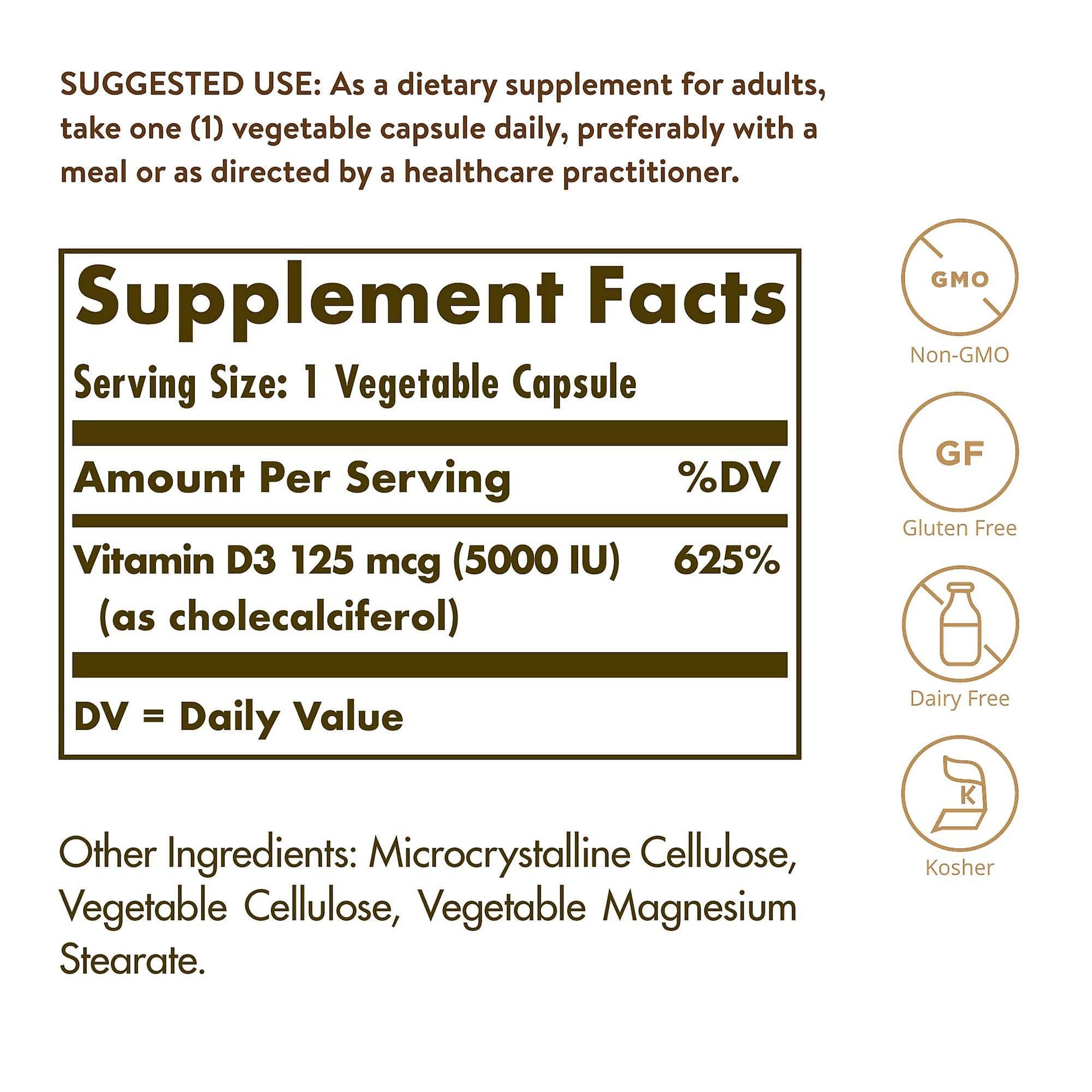 Vitamin d3 125mcg 5000IU 120vcap - Solgar